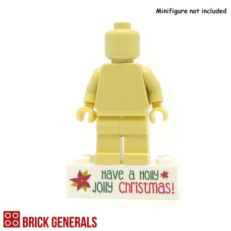 Minifig Printed Brick Base - Holly Jolly Minifig Printed Brick Base - Holly Jolly