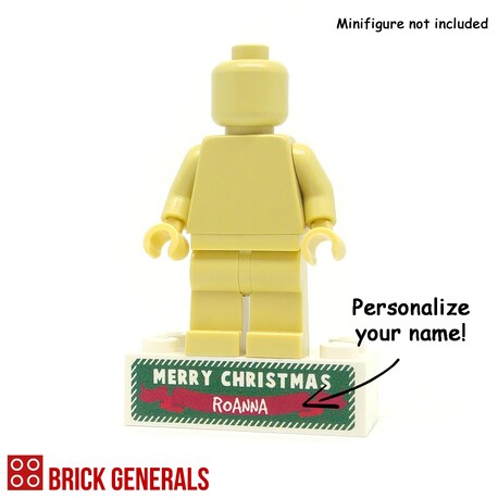 Minifig Printed Brick Base - Merry Christmas Minifig Printed Brick Base - Merry Christmas